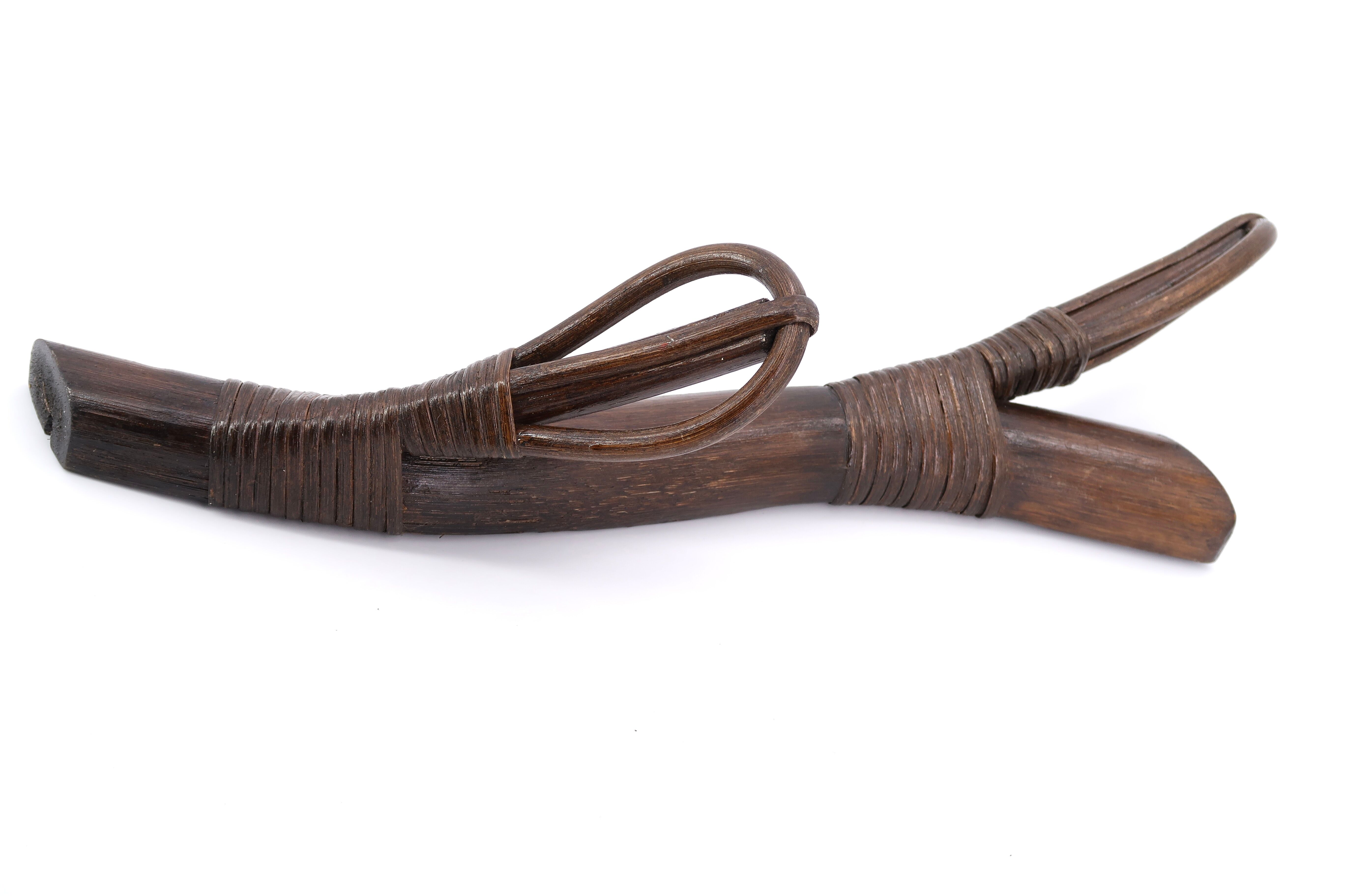 Pair of rattan coat racks, 1970s