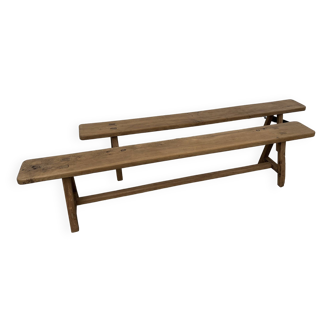 2 farm benches from the 50s in solid oak