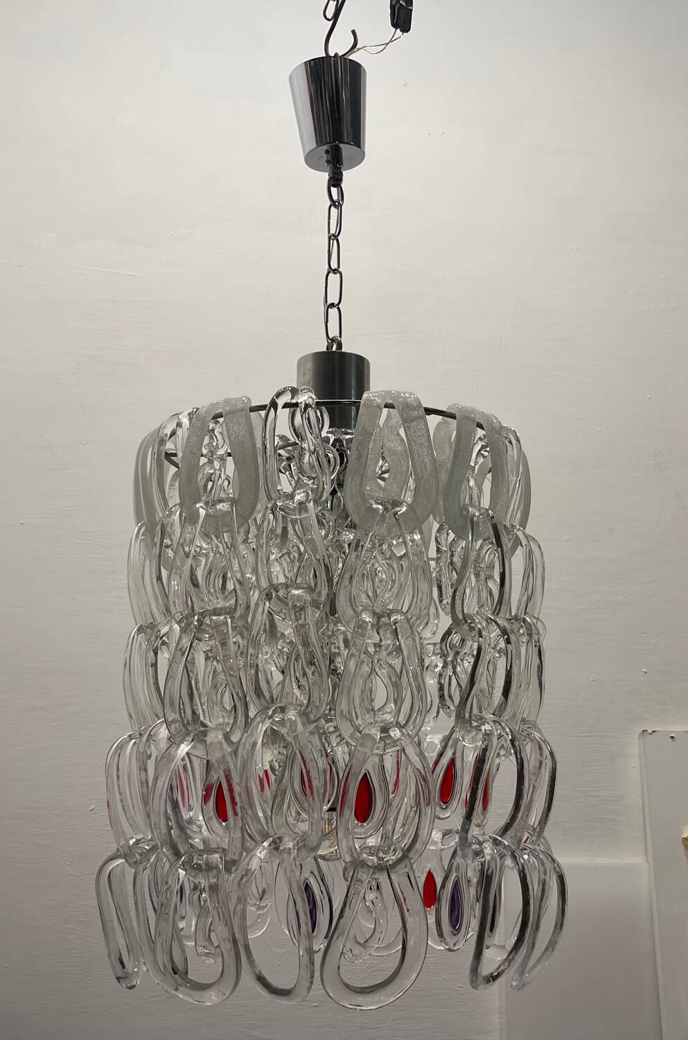 Grand lustre Murano Giogali Link par Mangiarotti Angelo 1970