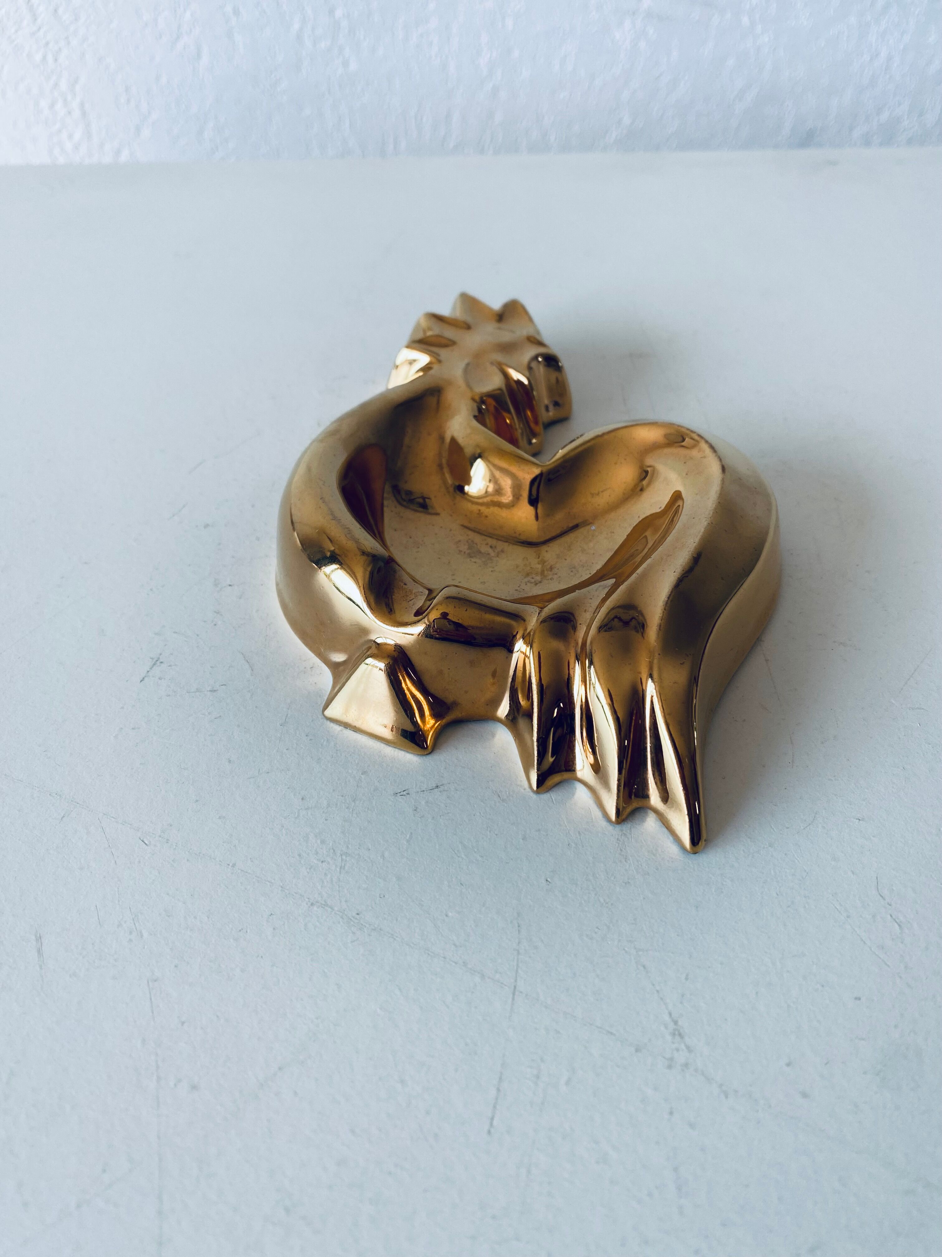 Vintage rooster in gilded ceramic