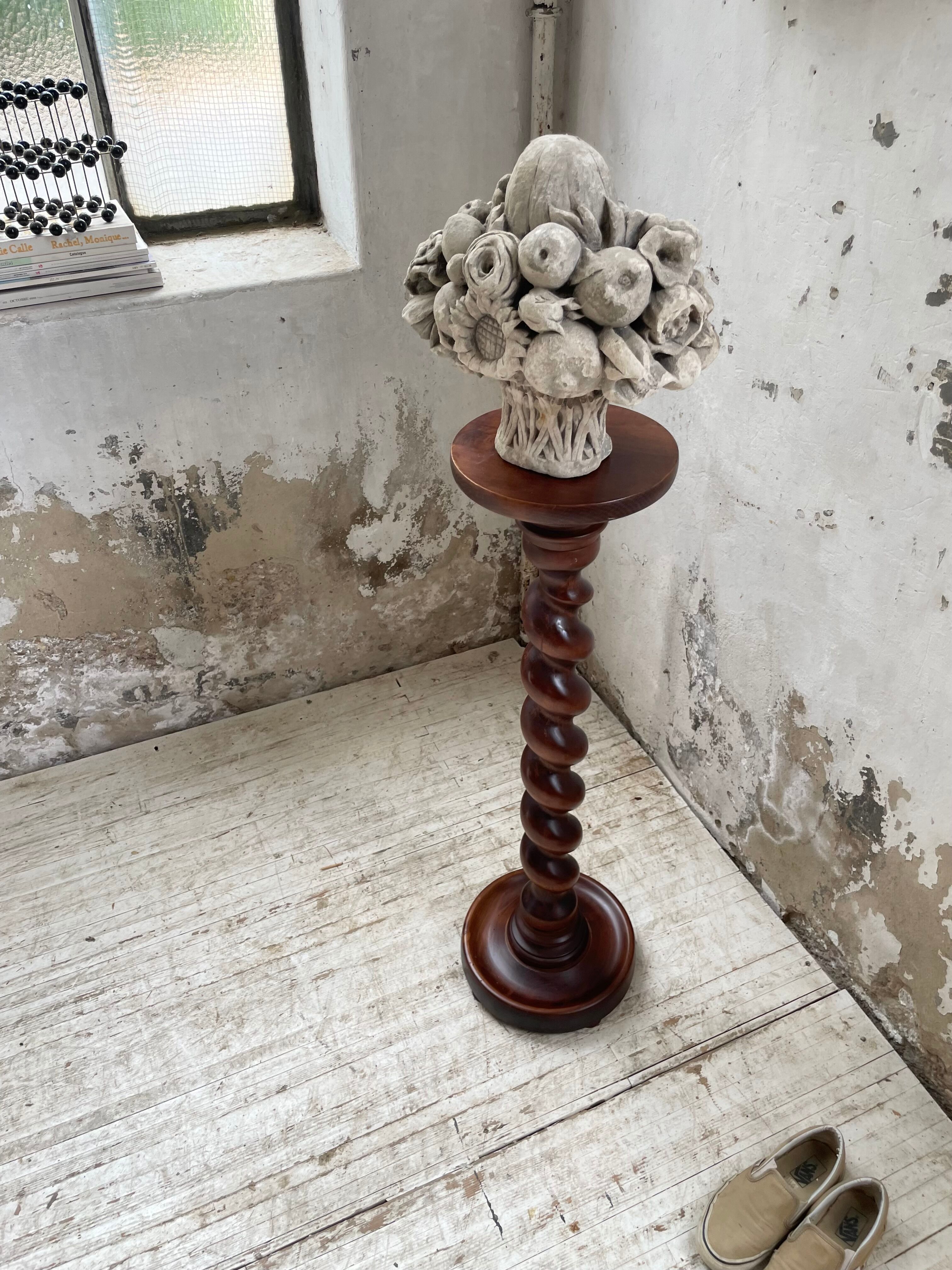 Side table walnut base turned wood