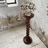 Side table walnut base turned wood