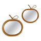 Pair of Apple-Shaped Mirrors in Bamboo and Rattan, France, 1960