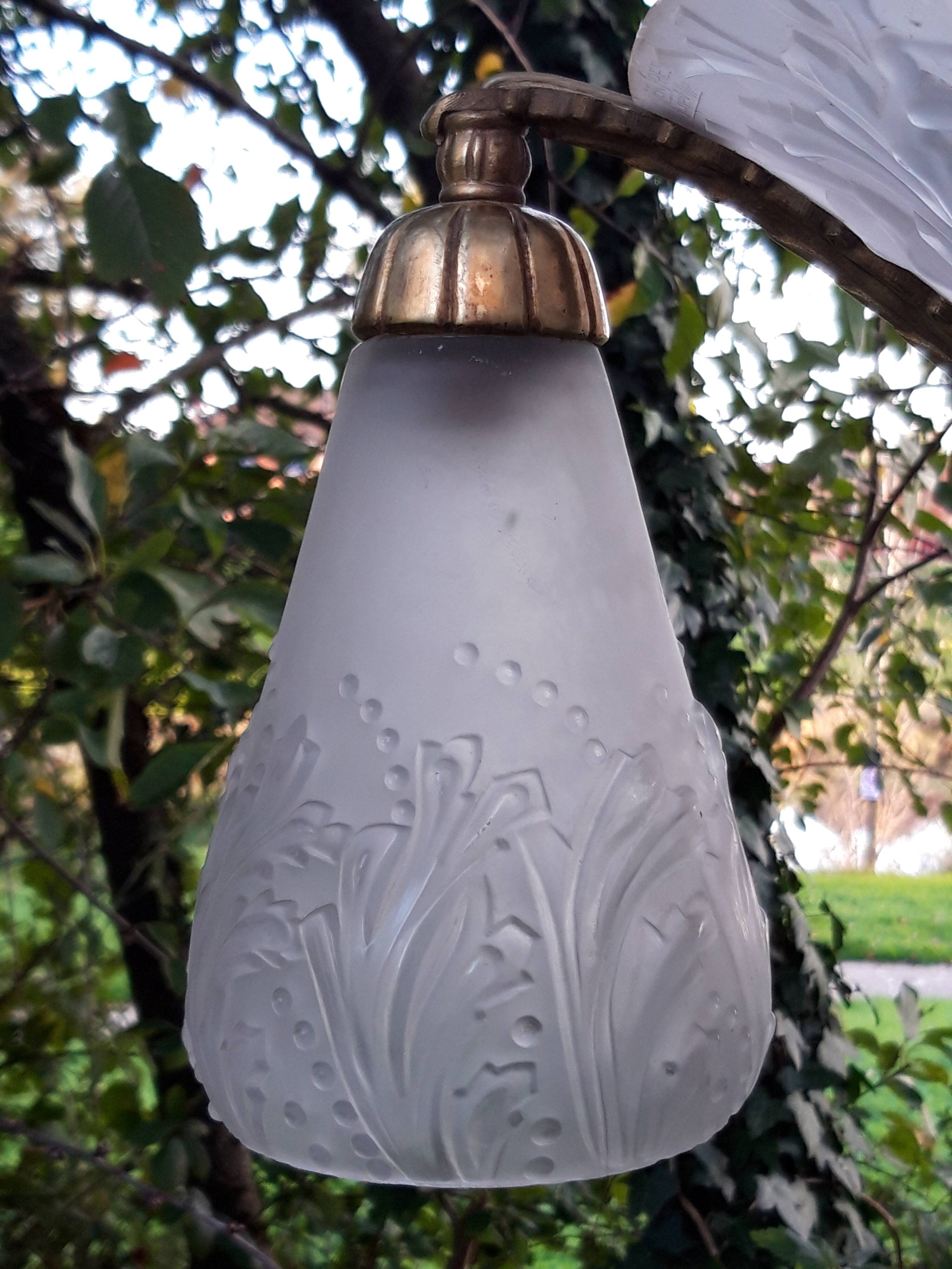 Muller brothers Luneville brass chandelier 1920/1930