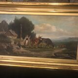 Paire de tableaux paysages champêtres