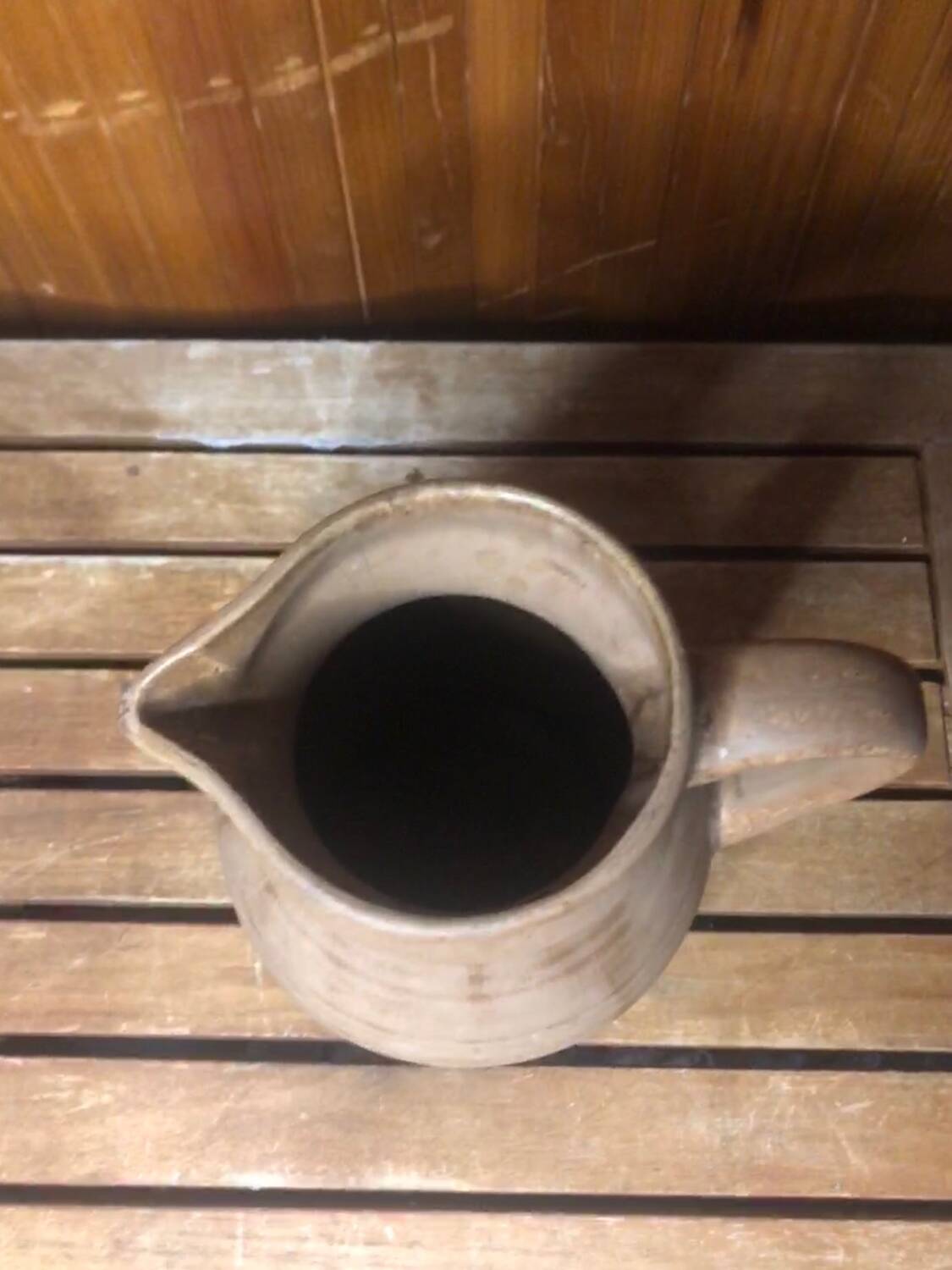 Old Vintage Beige Ceramic Pitcher