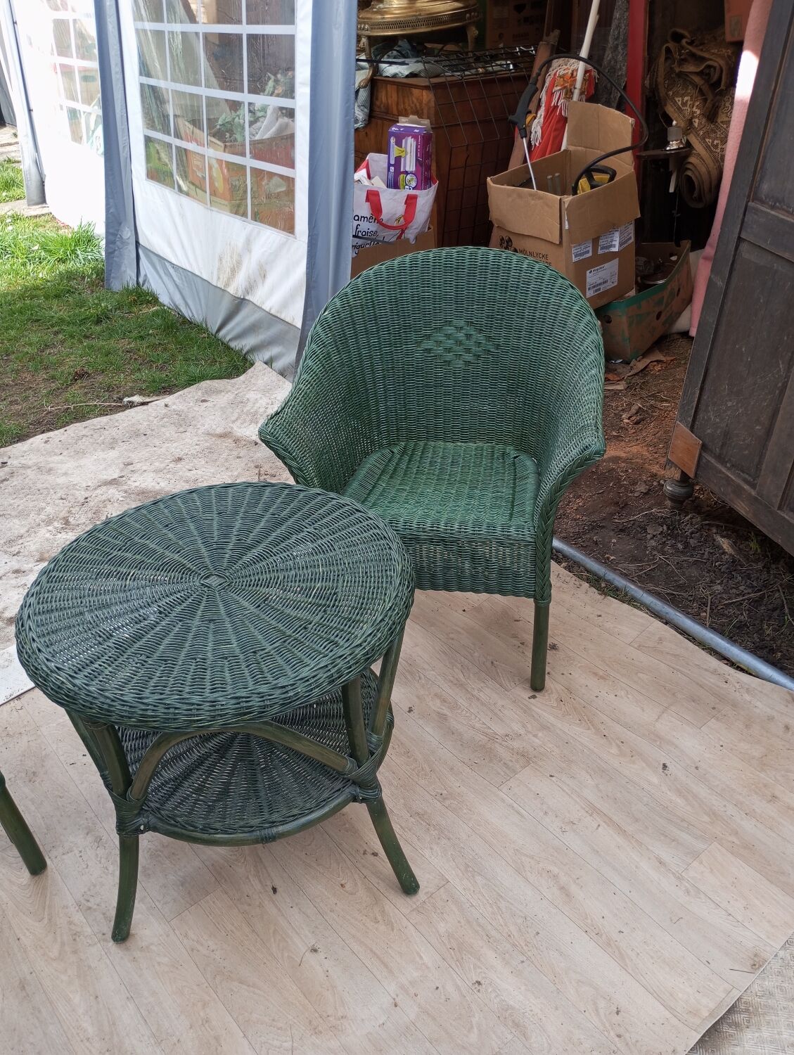 Rattan armchair table set