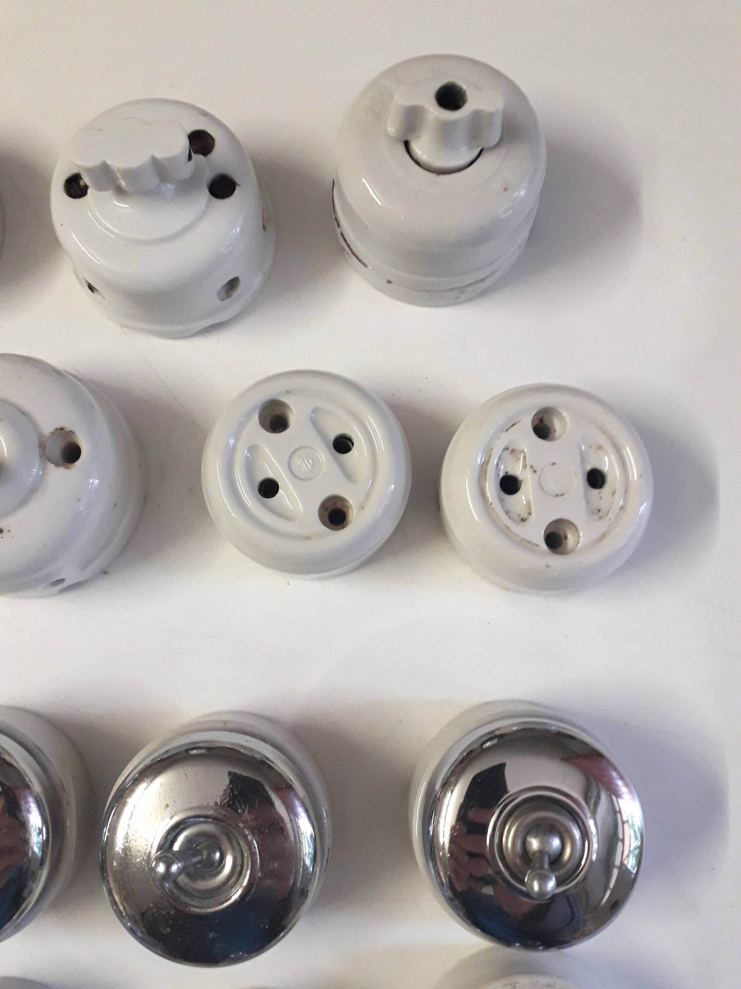 Lot of old porcelain switches and sockets