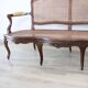 Antique Walnut And Vienna Straw Sofa, Italy 18th Century