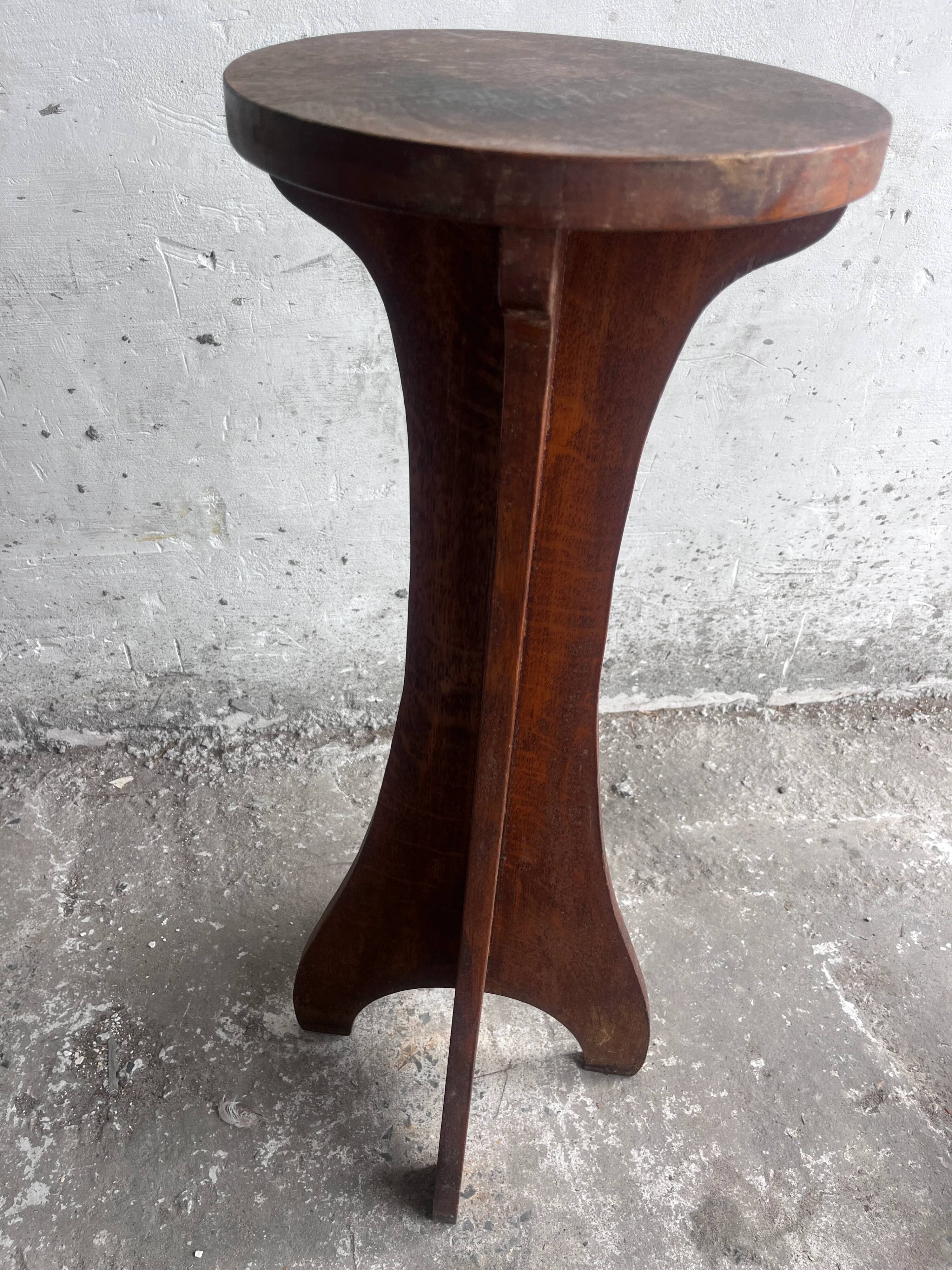 Pair of pedestal stools in wood Arts & Crafts, France, circa 1920
