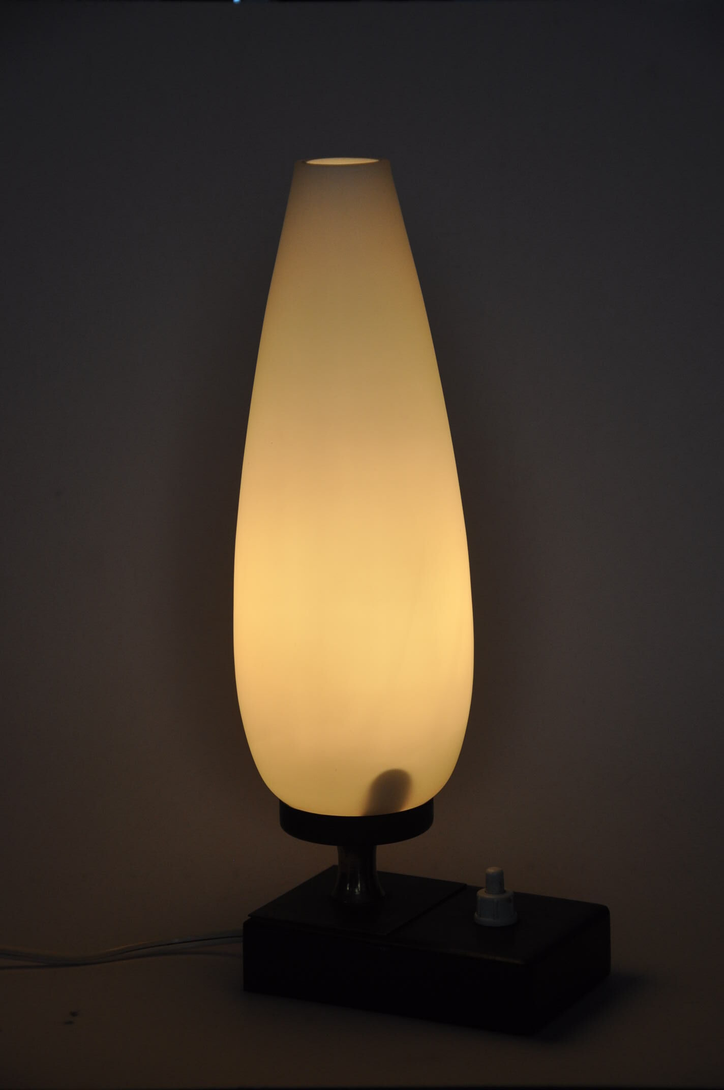 Opaline brass metal lamp 50s