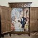 Louis XV period wardrobe façade, architectural elements in solid wood, richly carved.