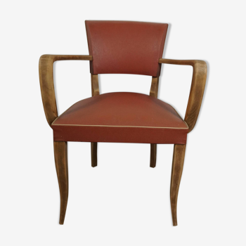 Fauteuil bridge skaï rouge années 50