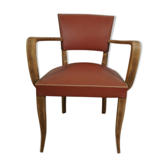 Fauteuil bridge skaï rouge années 50