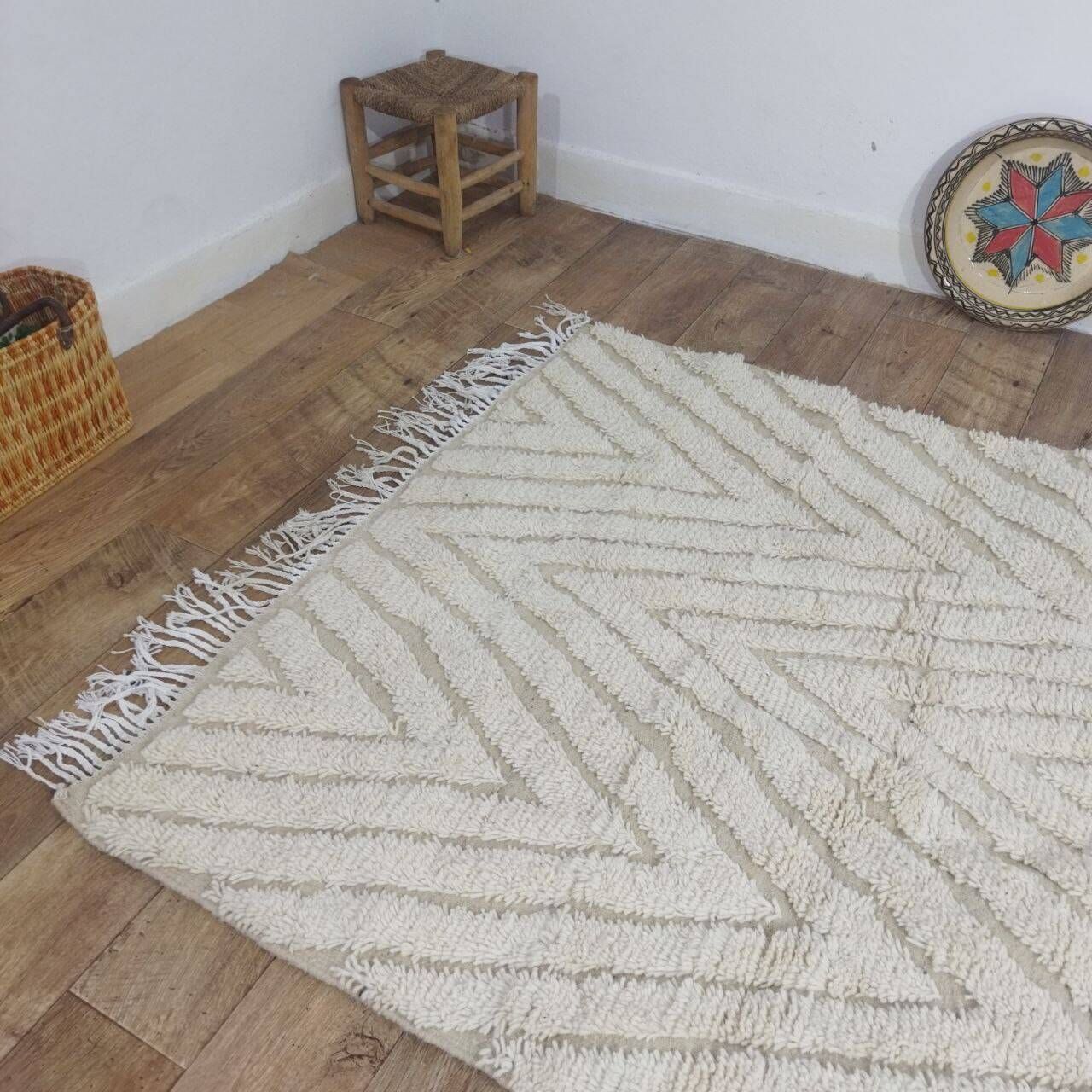 Handmade wool Berber rug 240 X 135 CM