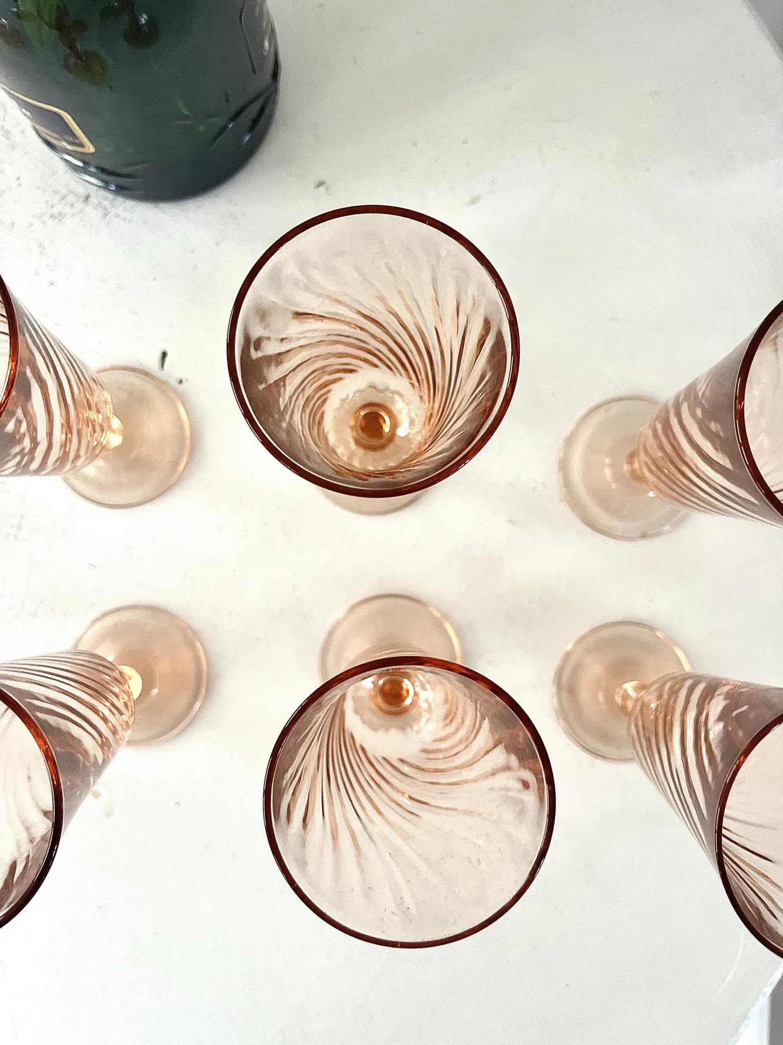 Champagne flutes set of 6, Rosaline luinarc swirl glass stemware