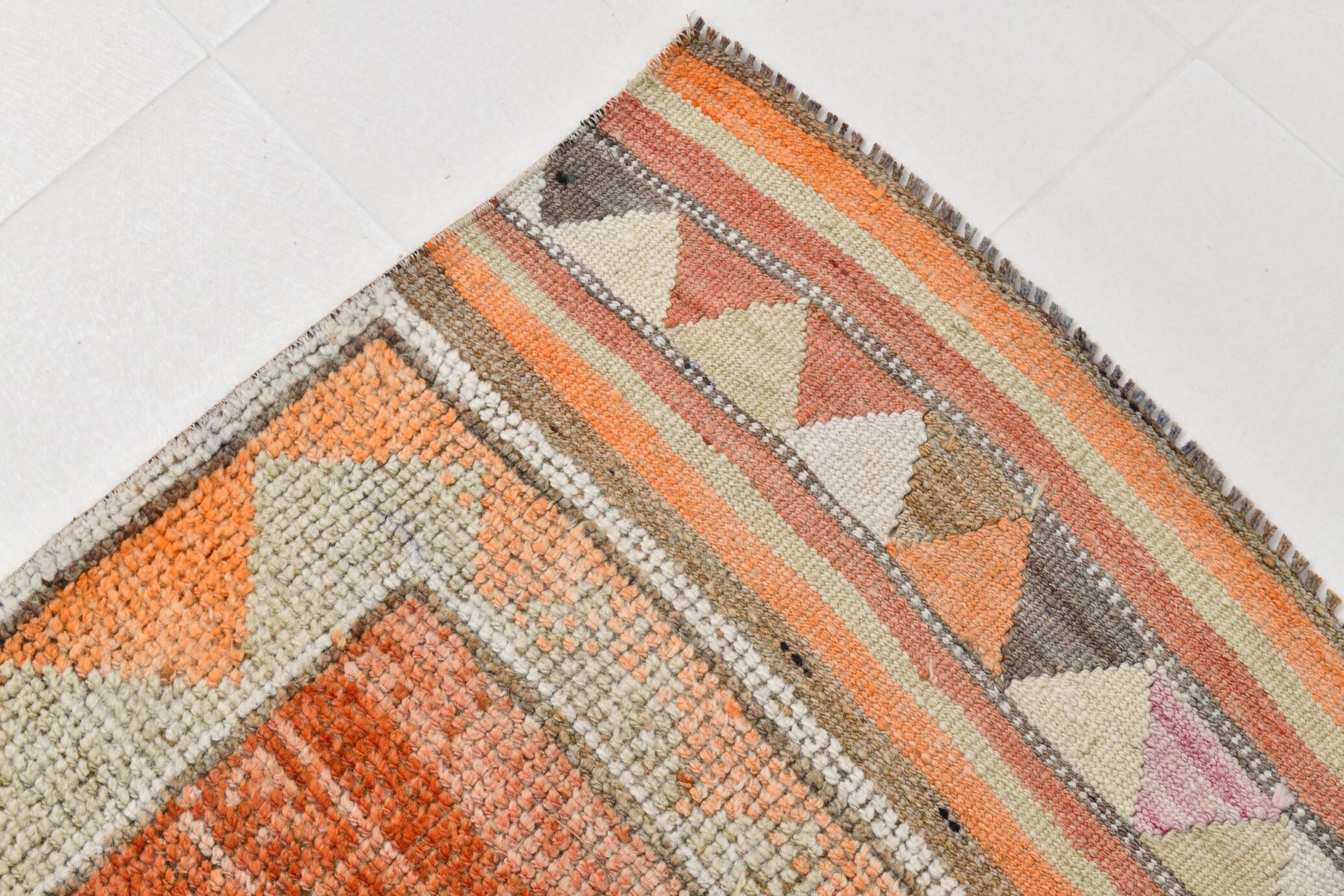 3x10 Orange & Beige Persian Vintage Runner Rug, 94x317Cm SK 22040