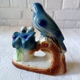Vintage kitsch iridescent porcelain bird statuette
