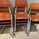 Series of eight obo school chairs from the 70s