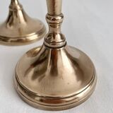 Bougeoirs chandeliers anciens balustre en laiton cuivre