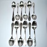 Lot of 12 silver-plated dessert spoons apollo rocaille model.
