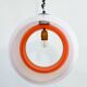 Suspension "Eclisse" en verre de Murano blanc et orange du milieu du siècle, par Carlo Nason pour Mazzega, Ita