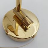 Pair of articulated arm wall lights in brass with opaline globe