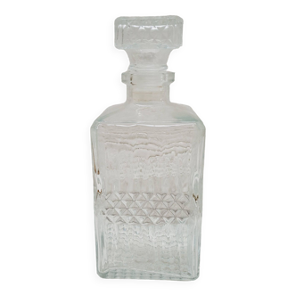 Chiseled glass whiskey decanter 1970s
