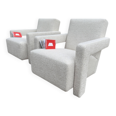 2x Cassina Utrecht chair in Beige bouclé, Gerrit Rietveld. In NIEUWSTAAT!!