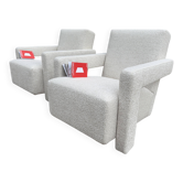 2x Cassina Utrecht chair in beige bouclé, Gerrit Rietveld. In NEW CONDITION!!