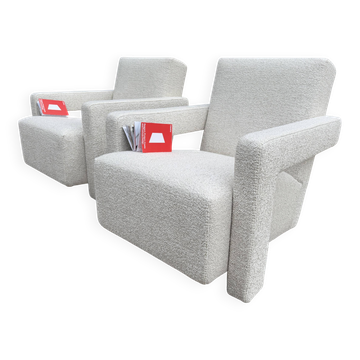 2x Cassina Utrecht chair in beige bouclé, Gerrit Rietveld. In NEW CONDITION!!