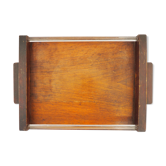 Plateau art déco en bois et verre