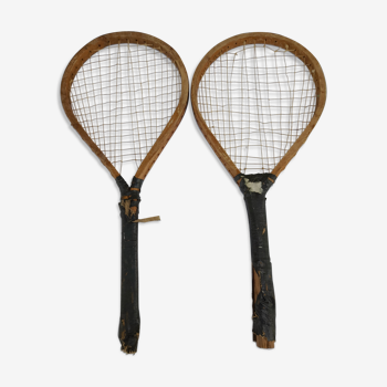2 anciennes raquettes de badminton en bois fin XIX  début XX ème