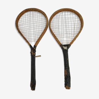 2 old wooden badminton rackets late XIX early XX th