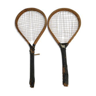 2 old wooden badminton rackets late XIX early XX th