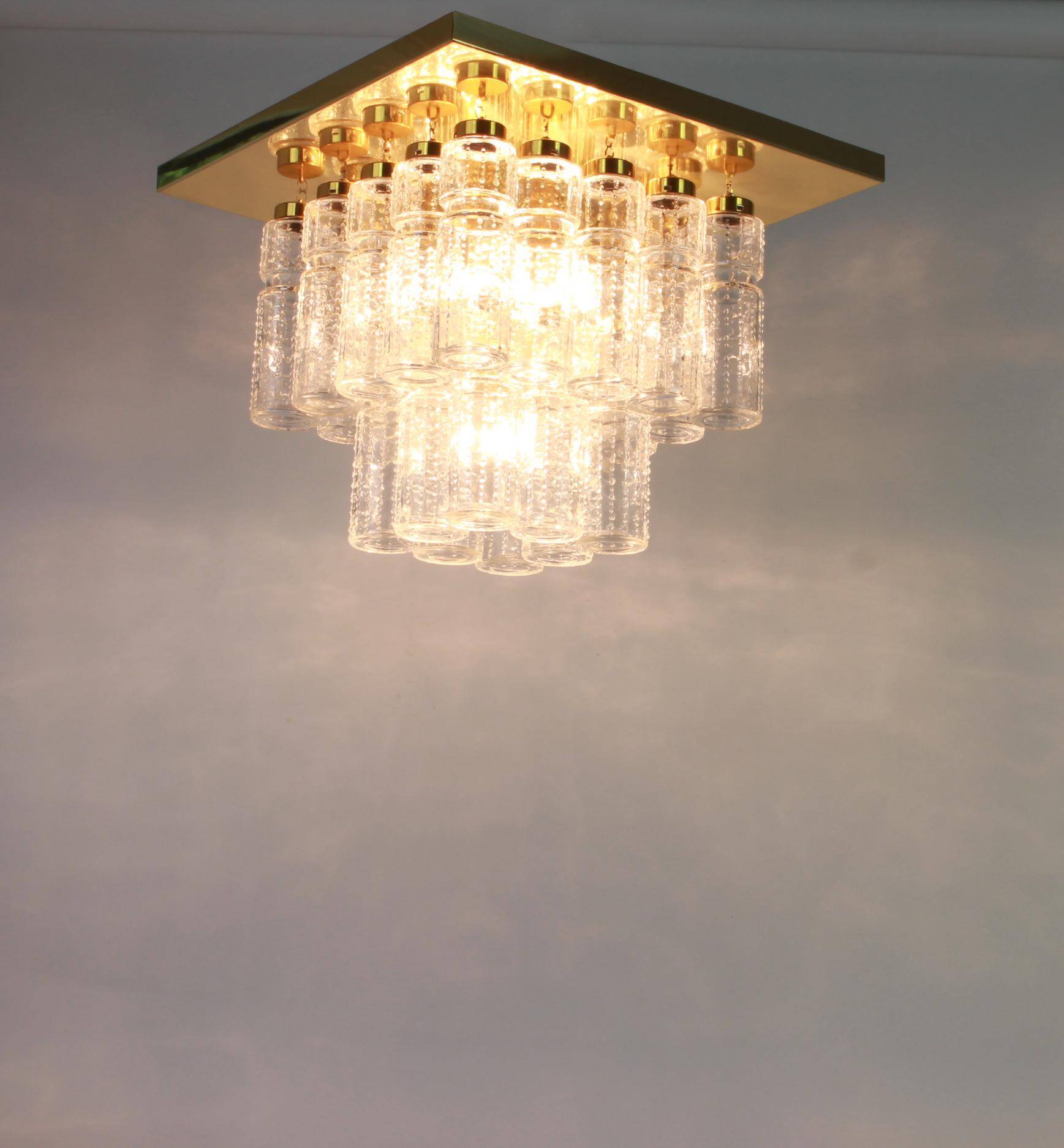Crystal Glass and Brass Chandelier by Limburg, Germany, 1960s