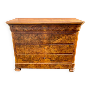 Commode en ronce de noyer XIXe