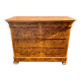Walnut burl commode, 19th century, Louis Philippe style.