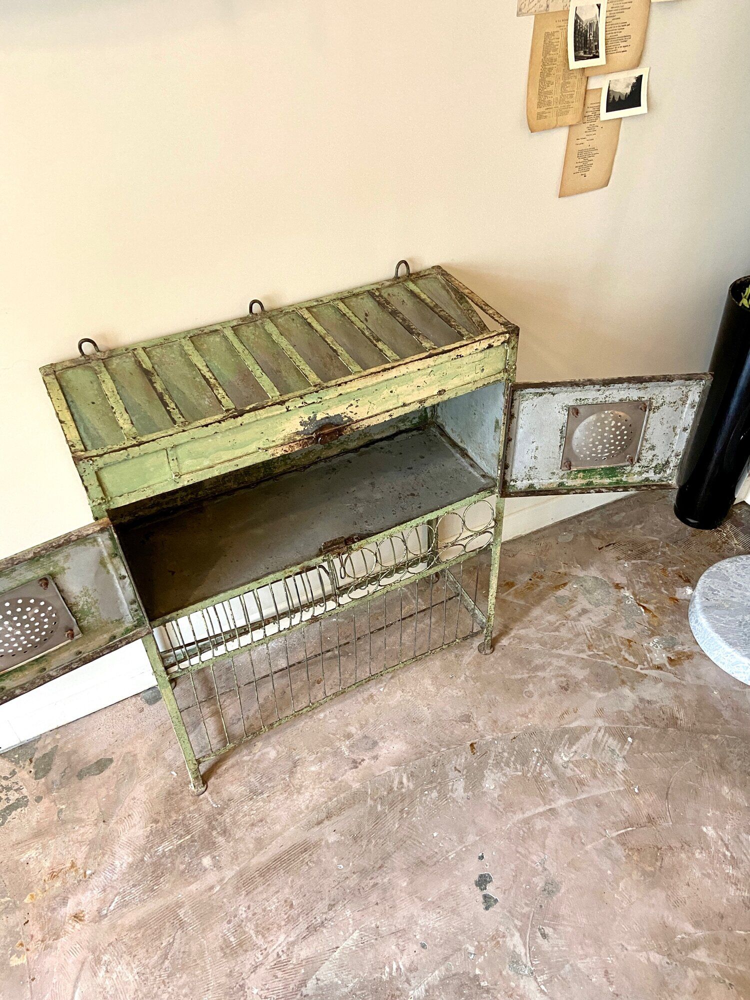 Storage cabinet in water green metal