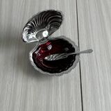 Silver-plated metal shell butter dish