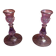 Pair of Antique CRISTAL D’ARQUES Candle Holders Moulded Purple Glass Vintage