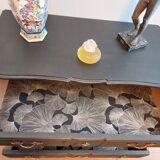 Commode Louis XV laquée noir acier