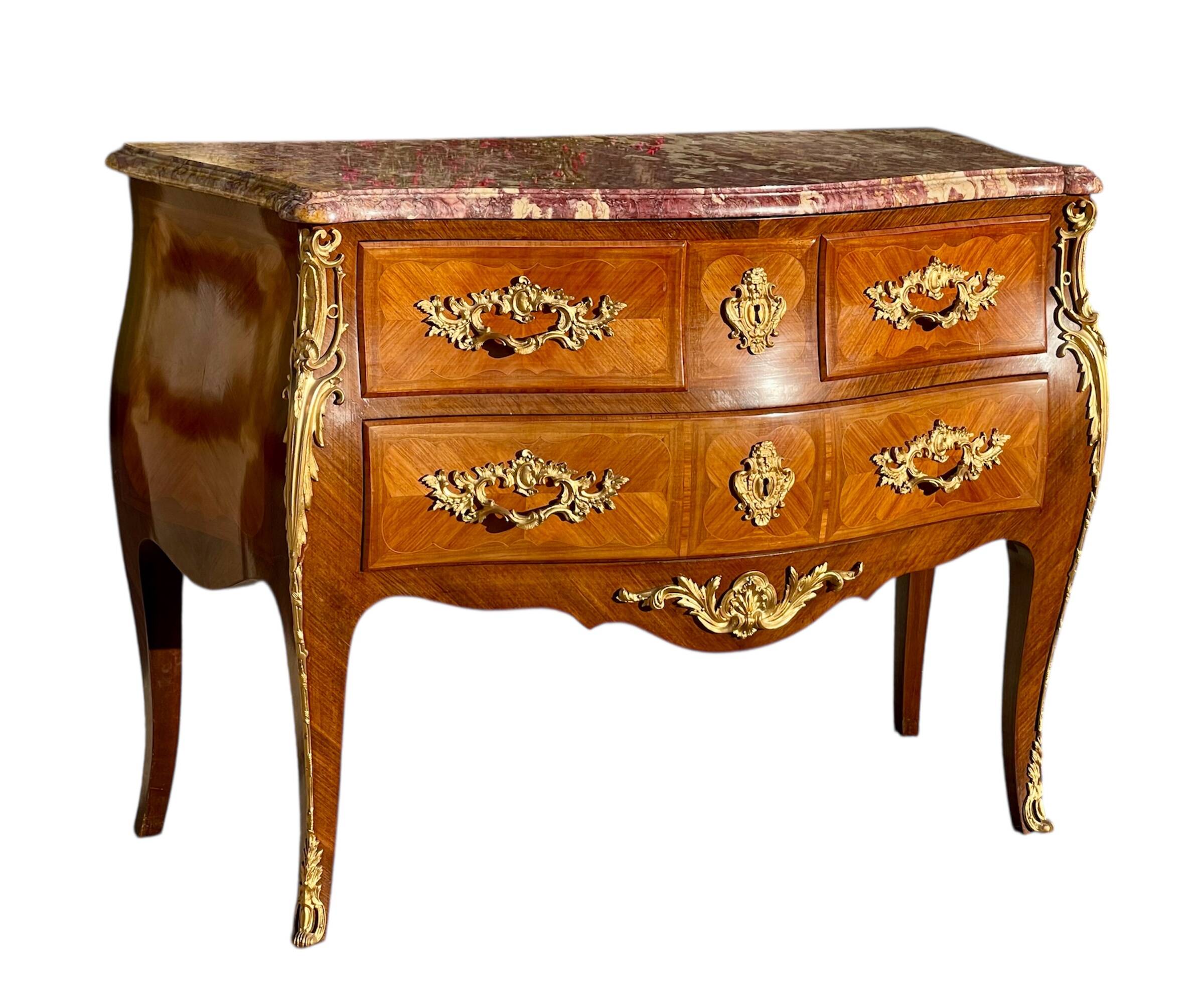 Louis XV Style Marquetry Commode