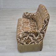 1960s, Danish 2-seater sofa, brown/beige furniture fabric, ash wood legs.