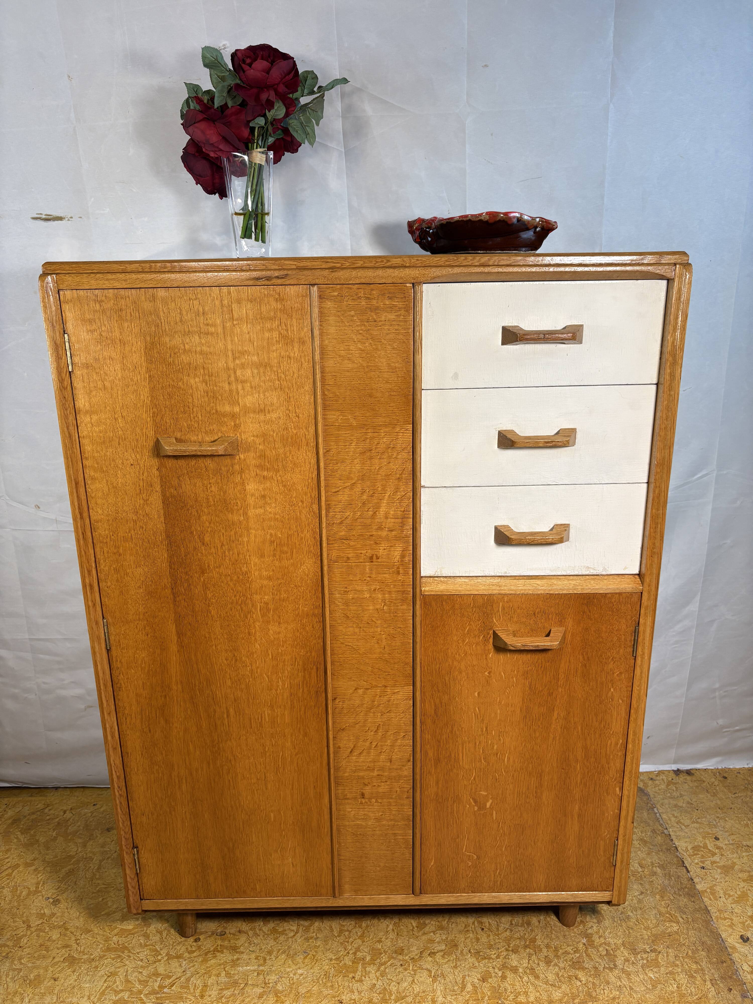Rare Vintage G-Plan E. Gomme Oak Compactum Gentleman’s Wardrobe c.1950–1960