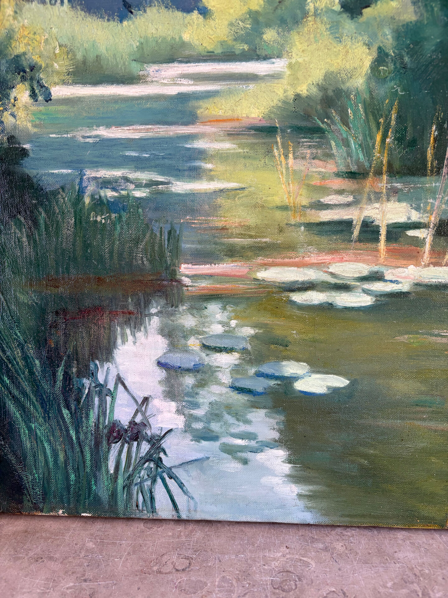 Lac aux nénuphars, huile sur toile