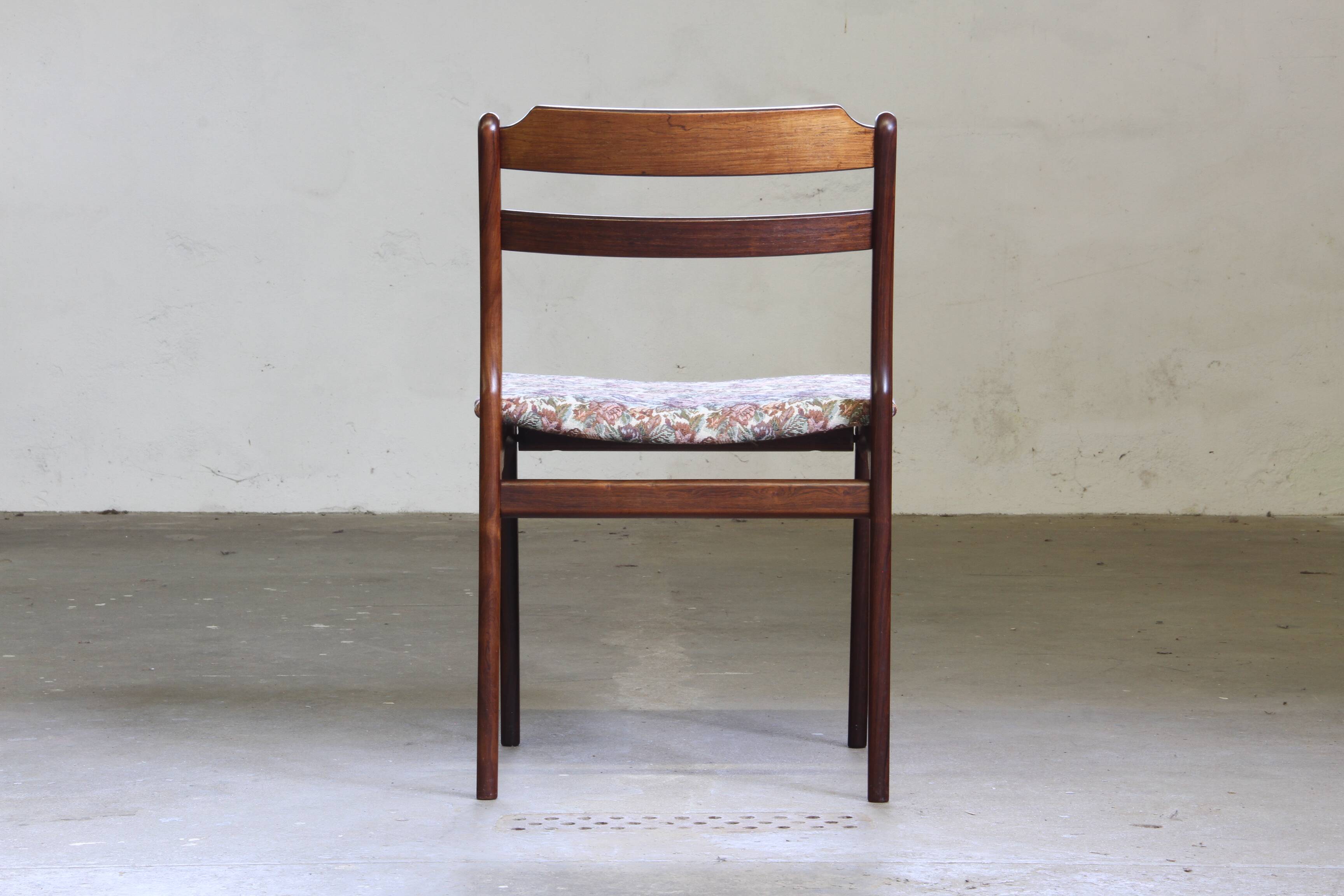 6 vintage rosewood dining chairs, Denmark, Thorsø Stole og Møbelfabrik