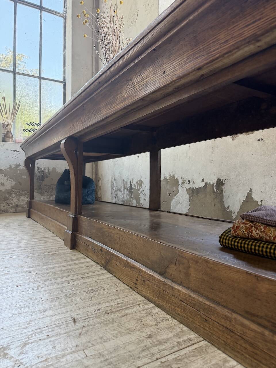 Table de gantier drapière 1900 chêne massif 330cm XL