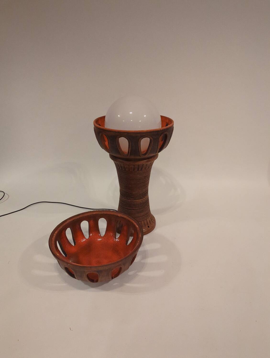 Large brutalist vintage ceramic floorlight