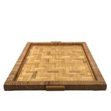 Hollywood regency bamboo and wicker tray, Italy 1970s